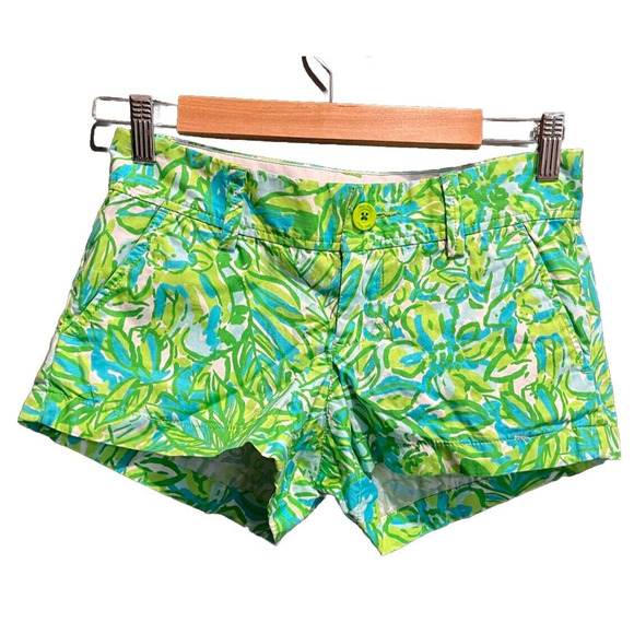Lilly Pulitzer Green Tropical Print The Walsh Women's Shorts Size 00 - Picture 1 of 7